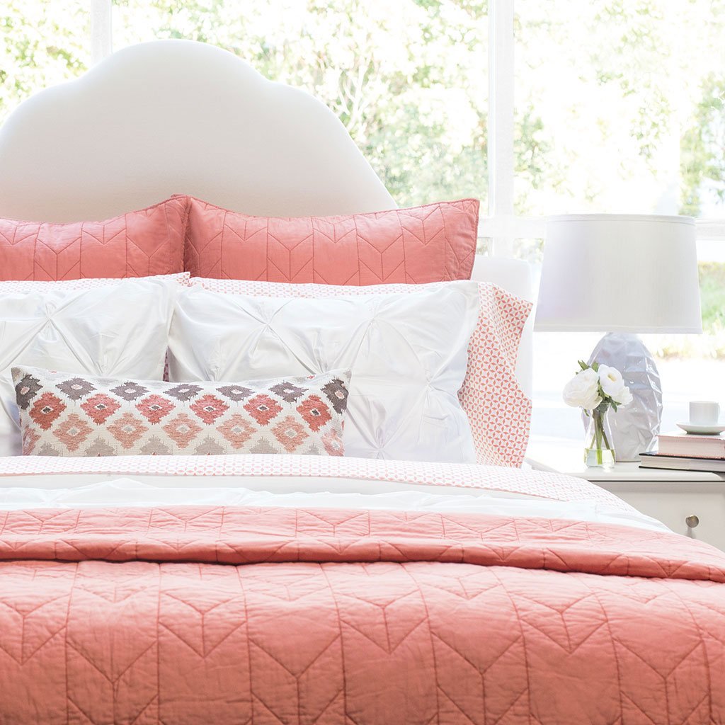 Bedroom inspiration and bedding decor | Coral Chevron Quilt Duvet Cover | Crane and Canopy