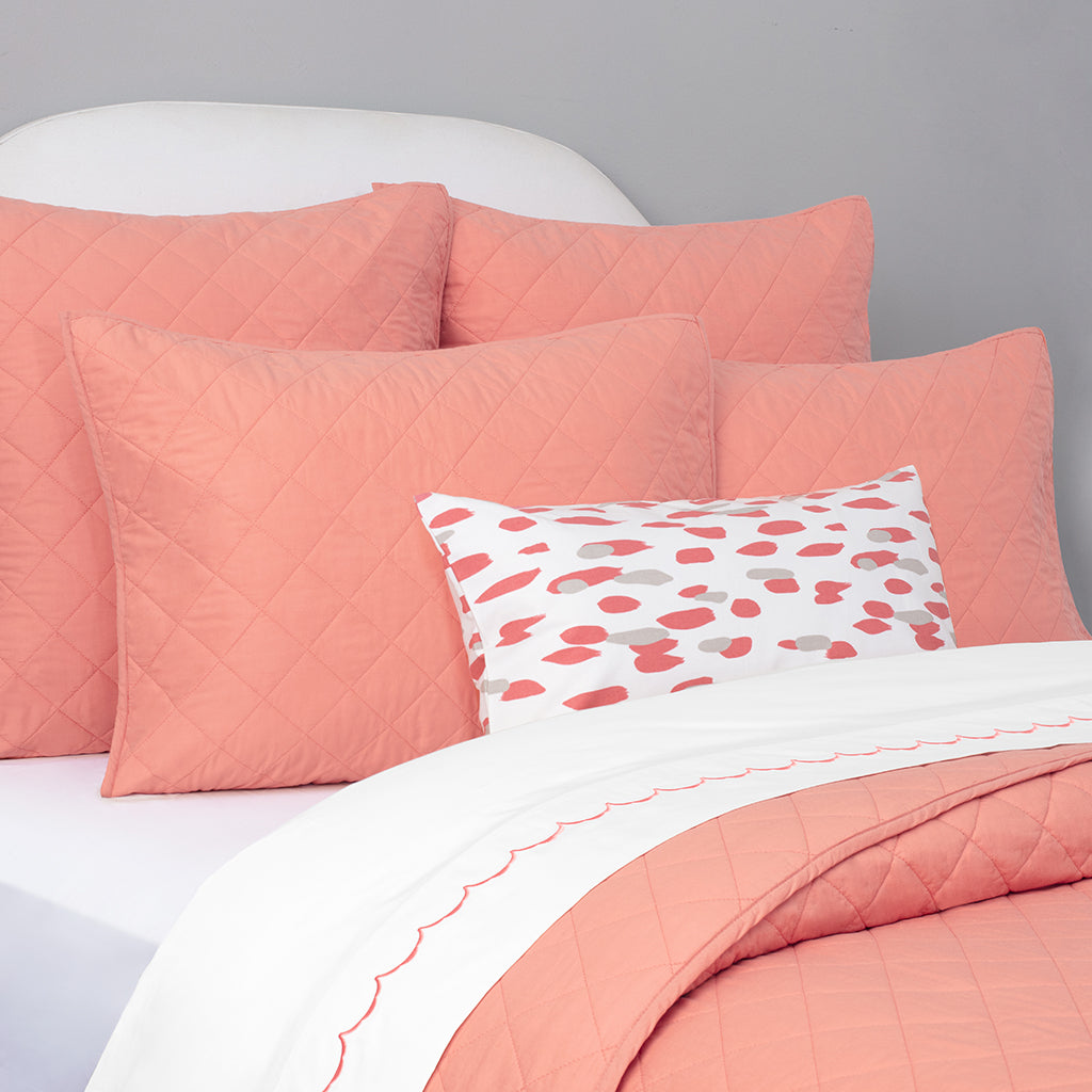 Bedroom inspiration and bedding decor | Coral Diamond Quilt Sham Pair Duvet Cover | Crane and Canopy