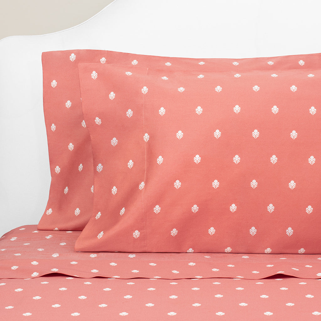 Bedroom inspiration and bedding decor | Coral Flora Pillowcase Pair Duvet Cover | Crane and Canopy