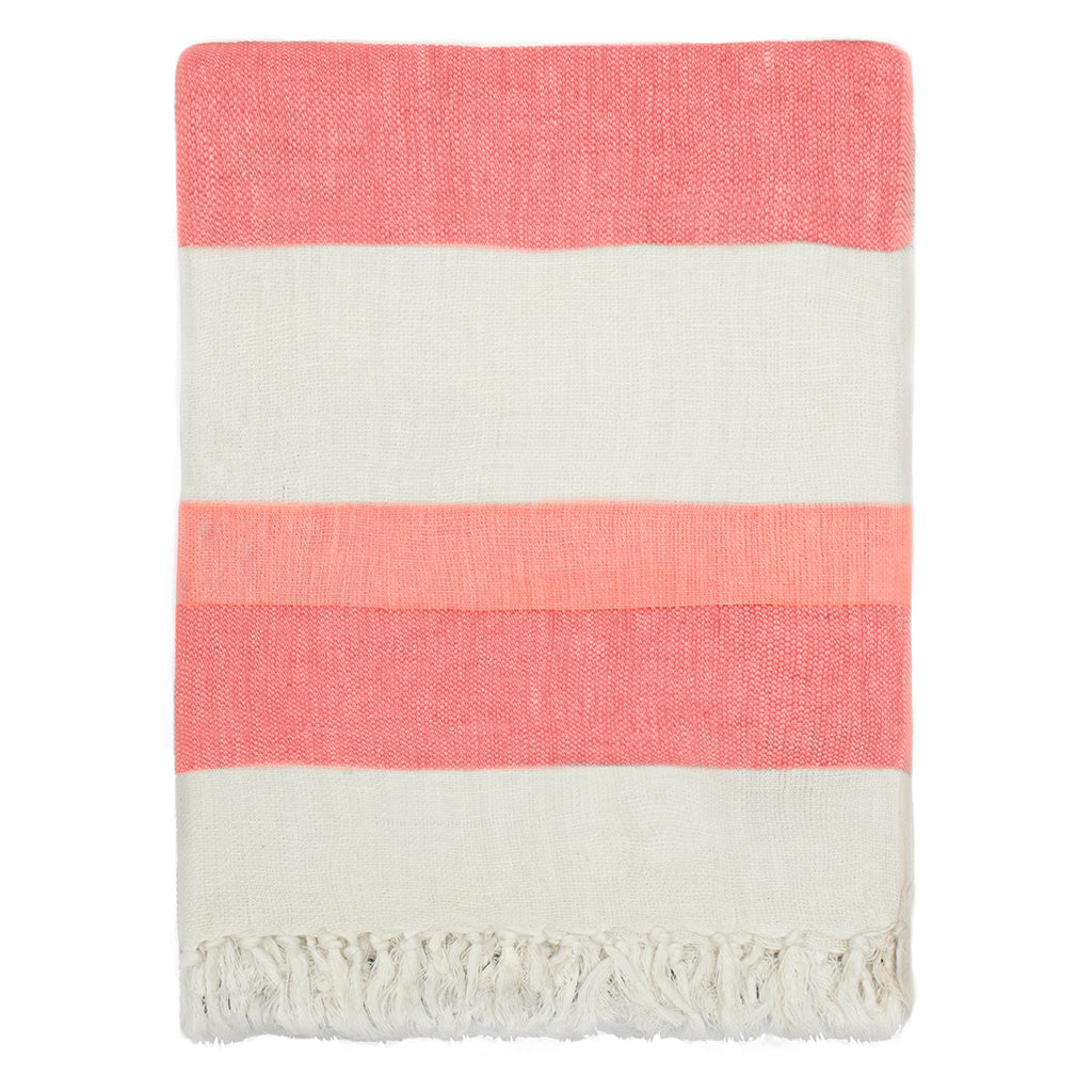Bedroom inspiration and bedding decor | The Coral Multi Stripe Linen Throw | Crane and Canopy