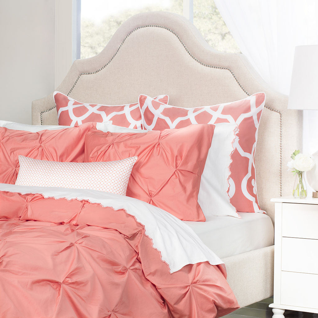 Bedroom inspiration and bedding decor | The Valencia Coral Pintuck Duvet Cover | Crane and Canopy