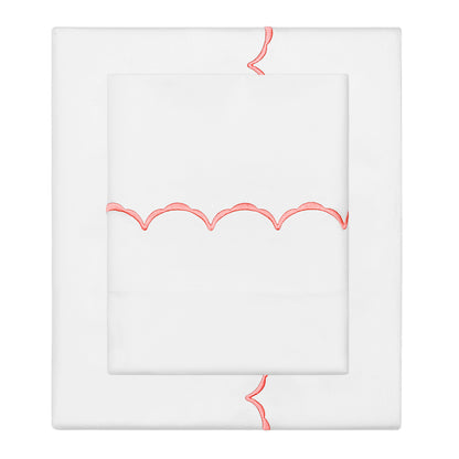 Coral Wavelet Embroidered Sheet Set (Fitted, Flat, & Pillow Cases)