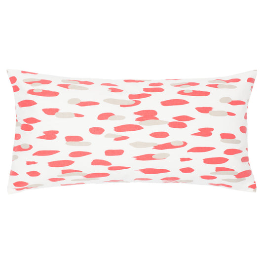 The Coral and Grey Brushstrokes Throw Pillow