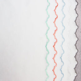 Coral Scalloped Embroidered Sheet Set (Fitted, Flat, & Pillow Cases)
