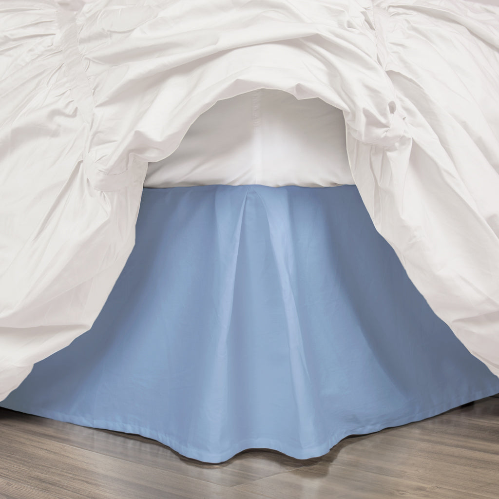 Bedroom inspiration and bedding decor | Cornflower Blue Pleated Bed Skirt Duvet Cover | Crane and Canopy
