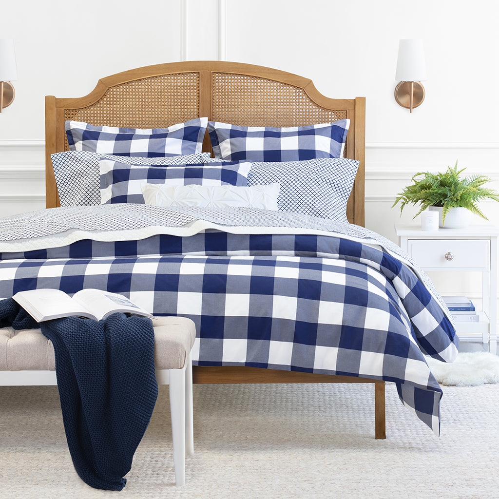 Bedroom inspiration and bedding decor | Dakota Navy Blue Euro Sham Duvet Cover | Crane and Canopy