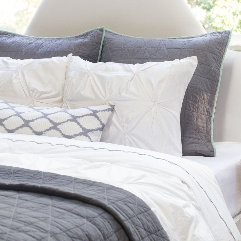 The Diamond Box-Stitch Charcoal Grey Quilt & Sham