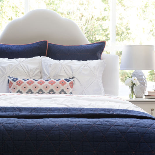 The Diamond Box-Stitch Navy Blue Quilt & Sham