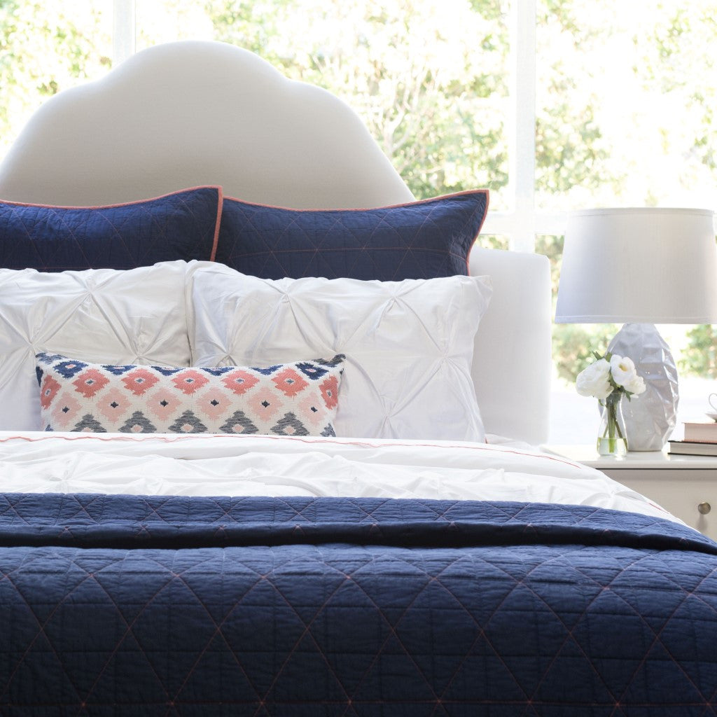 Bedroom inspiration and bedding decor | The Diamond Box-Stitch Navy Blue Quilt & Sham Duvet Cover | Crane and Canopy