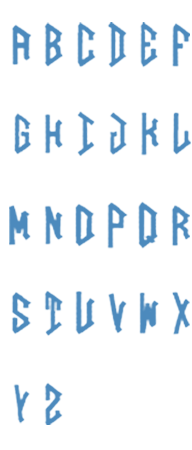 Image of all the letters in Diamond