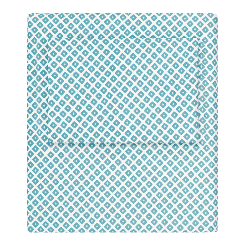 Bedroom inspiration and bedding decor | Turquoise Diamonds Fitted Sheets | Crane and Canopy