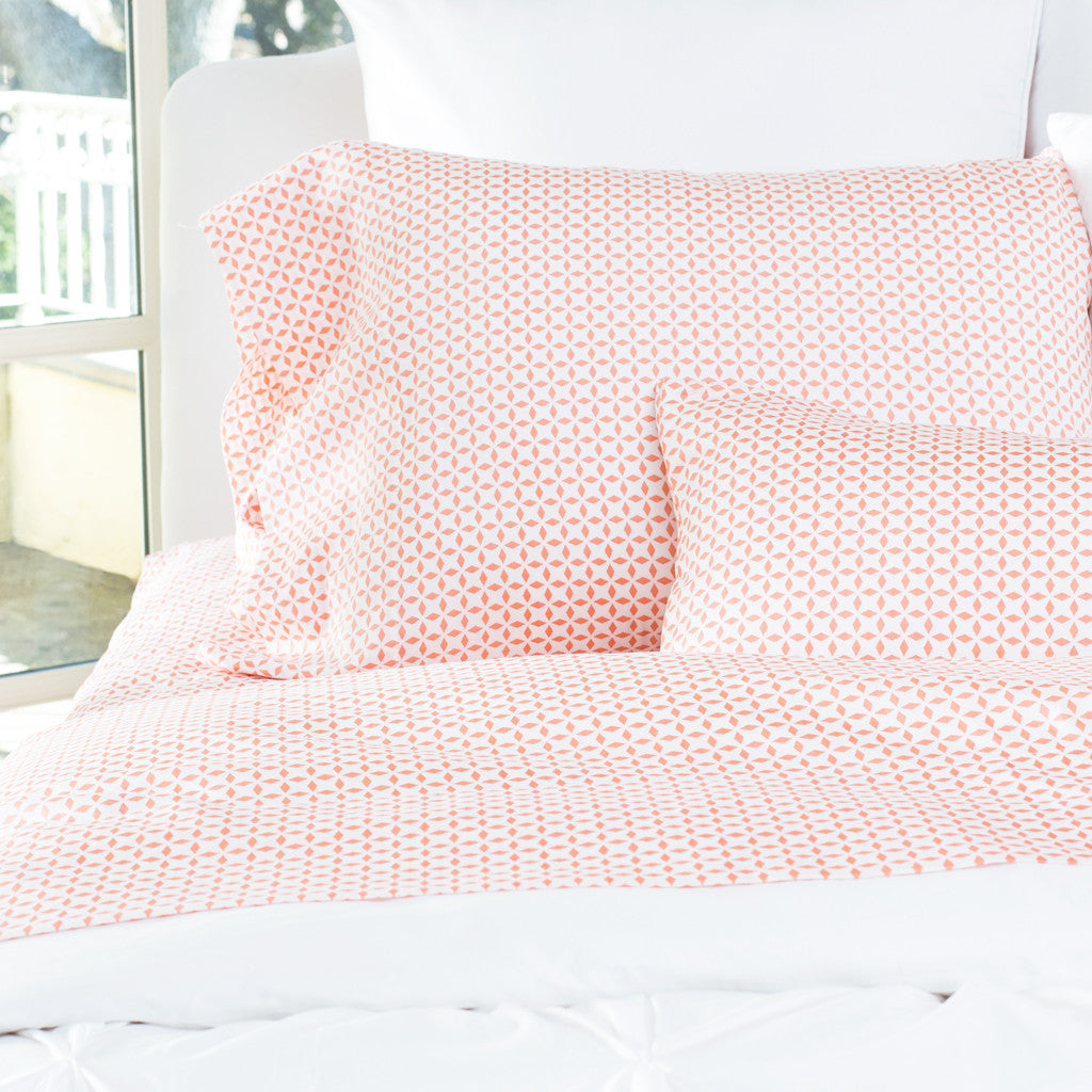 Bedroom inspiration and bedding decor | The Coral Morning Glory Sheet Sets | Crane and Canopy