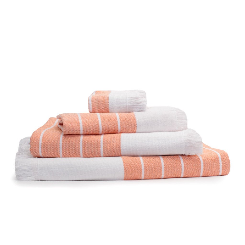 Coral Stripe Fouta Hand Towel