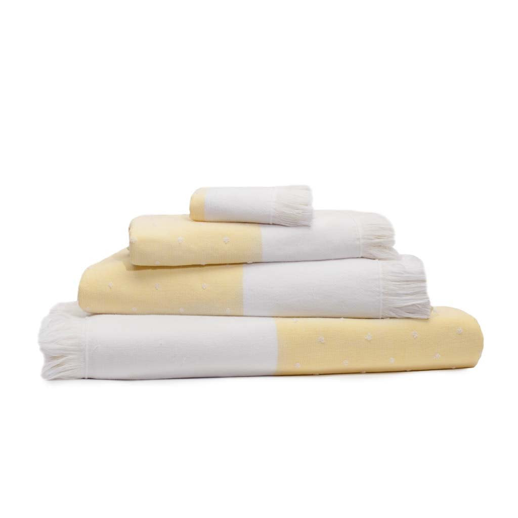 Yellow Dot Fouta Towel Resort Bundle (4 Wash + 4 Hand + 4 Bath Towels + 2 Bath Sheets)