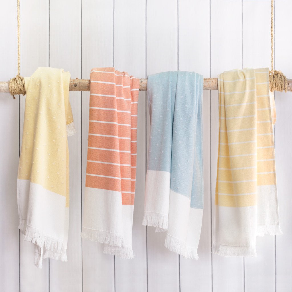 Coral Stripe Fouta Hand Towel
