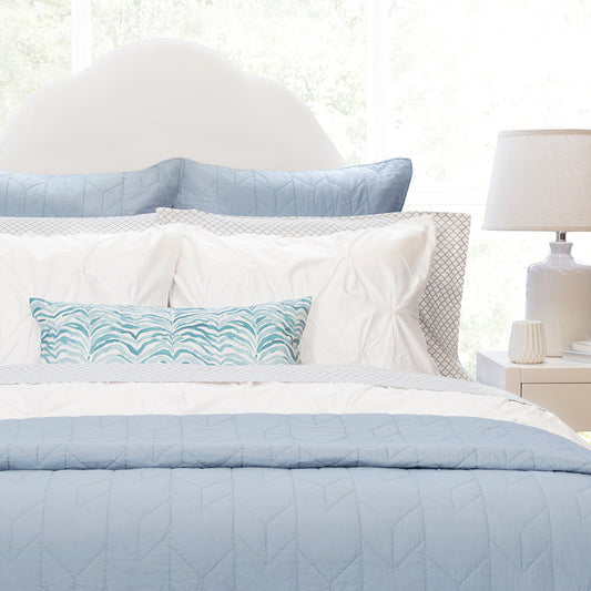 French Blue Chevron Quilt Sham Pair