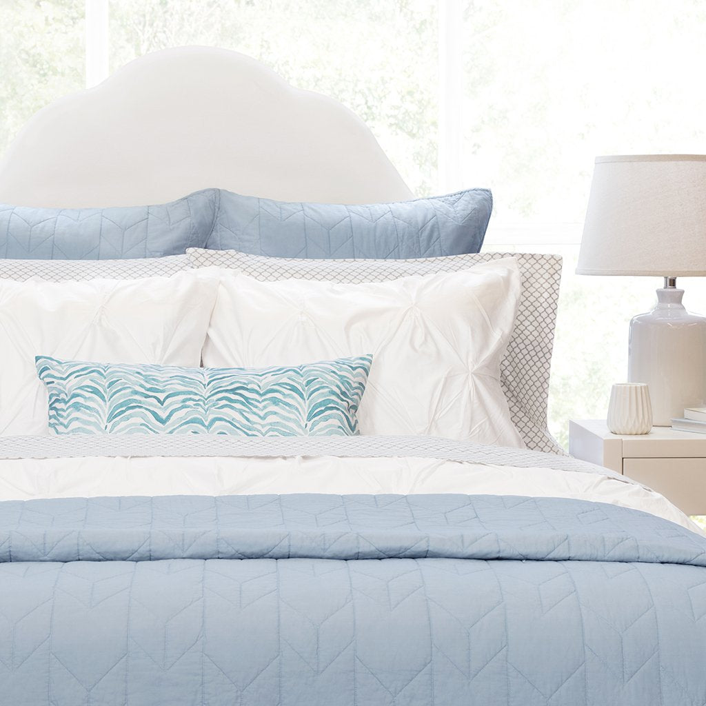 Bedroom inspiration and bedding decor | French Blue Chevron Quilt Duvet Cover | Crane and Canopy