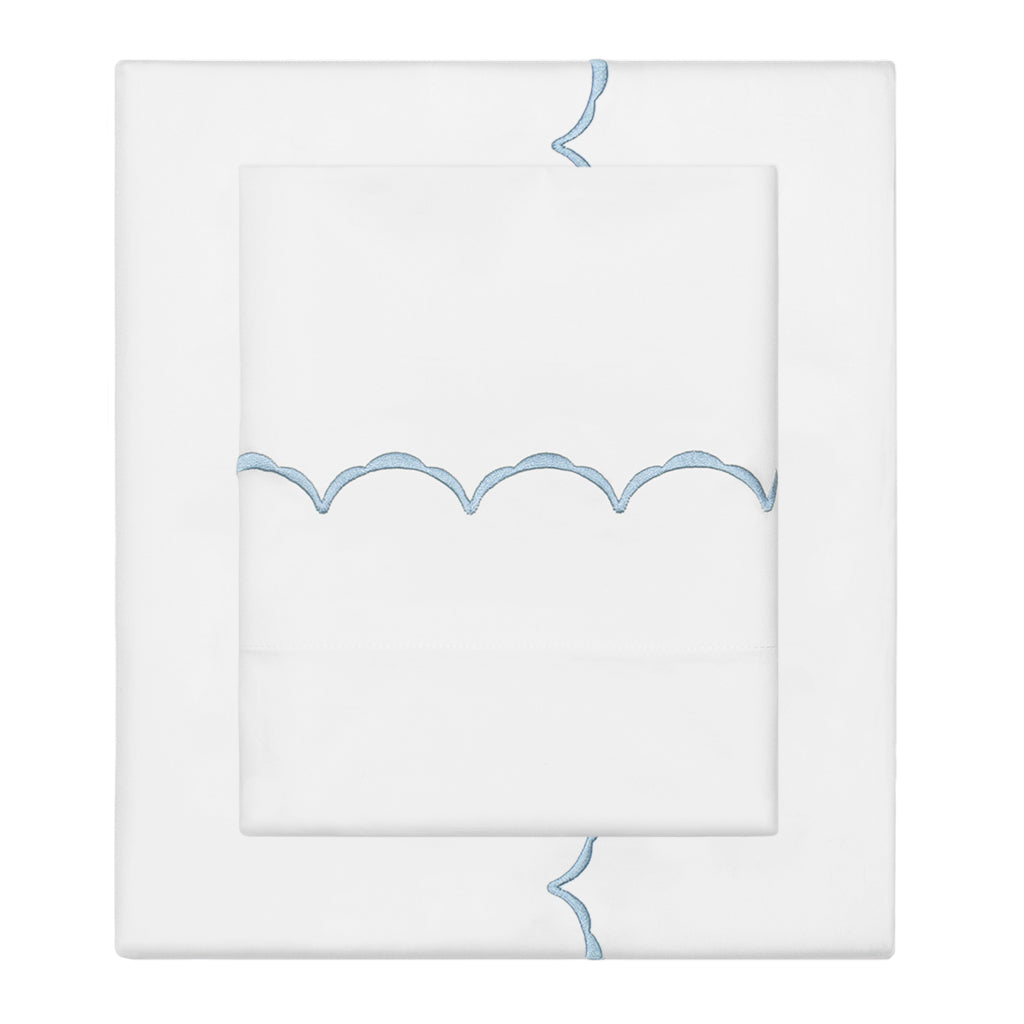 Bedroom inspiration and bedding decor | French Blue Wavelet Embroidered Sheet Set (Fitted, Flat, & Pillow Cases)s | Crane and Canopy
