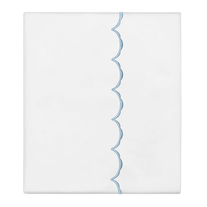French Blue Wavelet Embroidered Flat Sheet