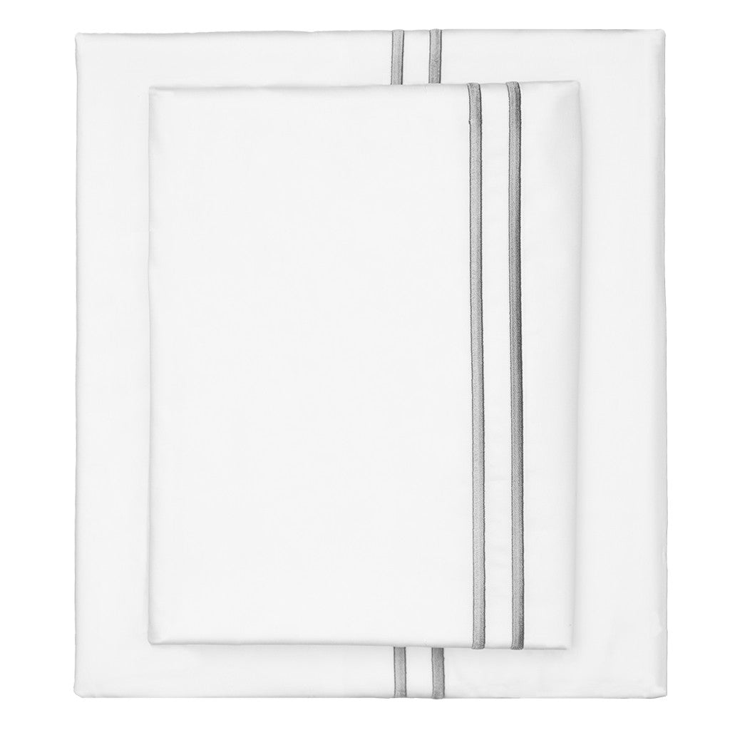 Bedroom inspiration and bedding decor | The Grey Lines Embroidered Sheet Sets | Crane and Canopy