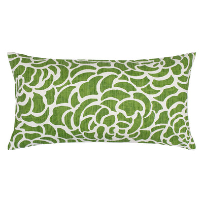 Kelly Green Peony Throw Pillow