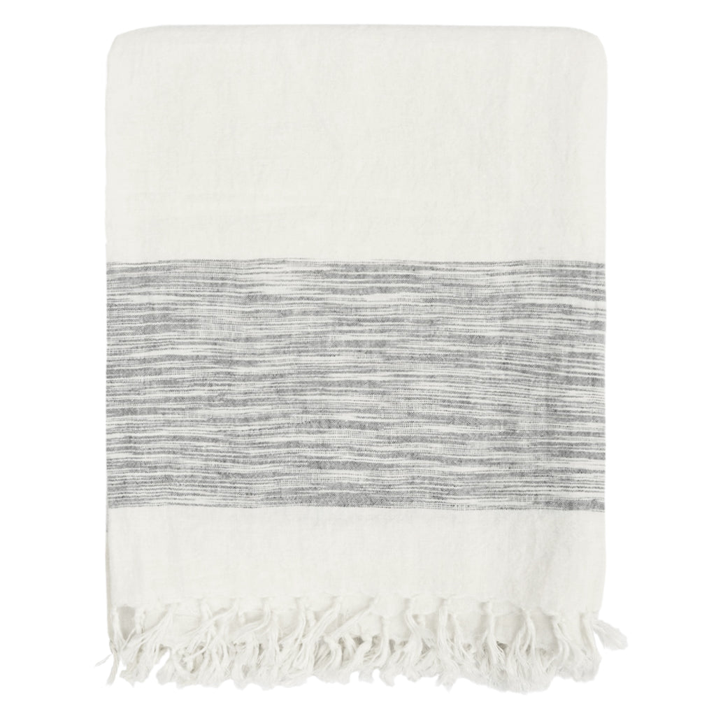 Bedroom inspiration and bedding decor | Grey Colorblock Linen Throw Duvet Cover | Crane and Canopy