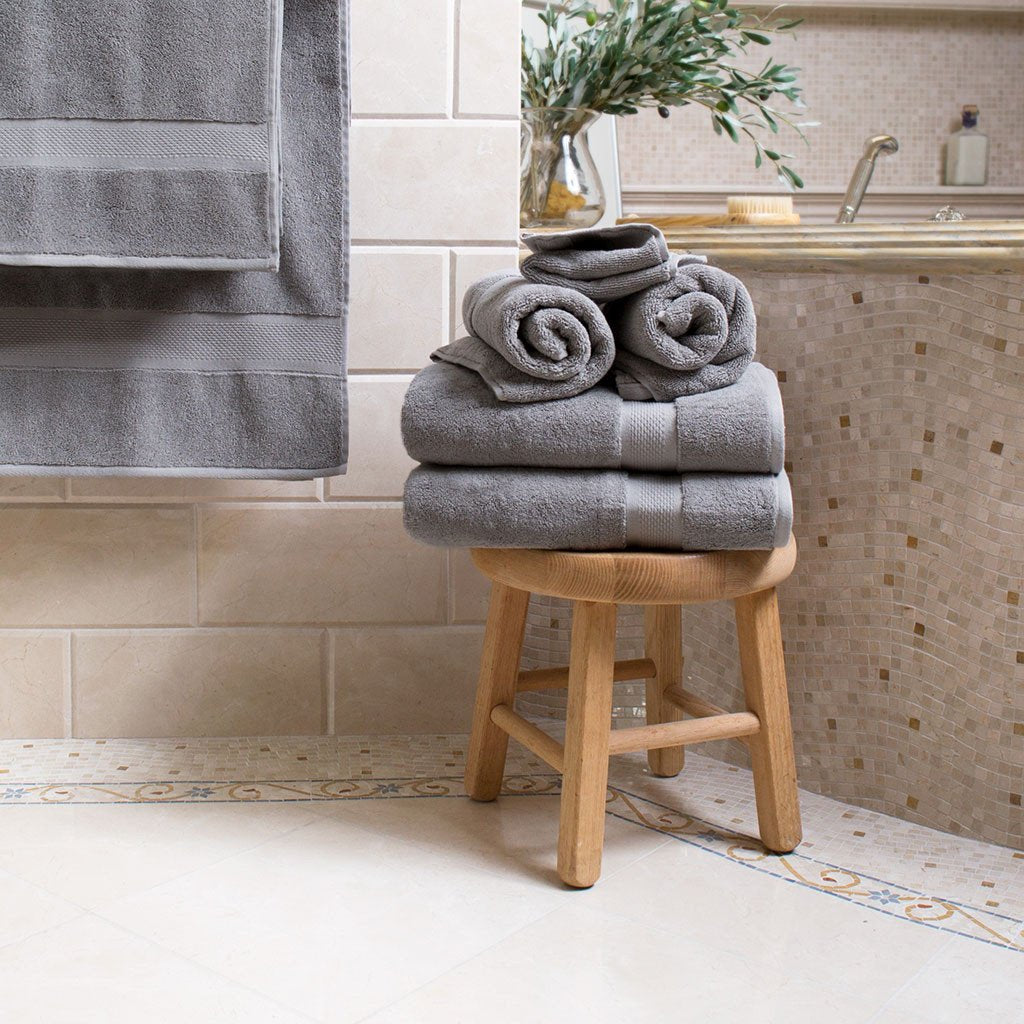 Bedroom inspiration and bedding decor | Classic Grey Towel Essentials Bundle (2 Wash + 2 Hand + 2 Bath Towels) Duvet Cover | Crane and Canopy