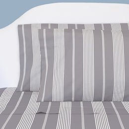 Grey Striped Seaport Sheet Set 2 (Fitted & Pillow Cases)