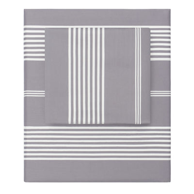 Grey Striped Seaport Fitted Sheet