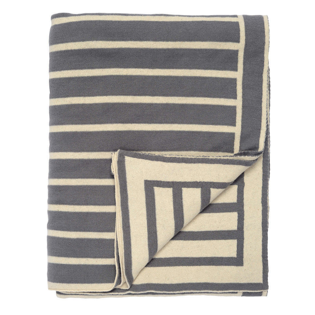 Bedroom inspiration and bedding decor | The Charcoal Grey Beach Stripes Reversible Patterned Throw | Crane and Canopy
