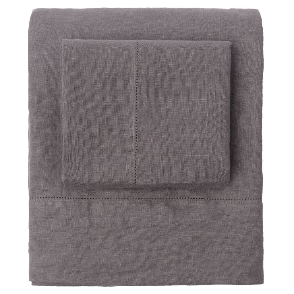 Grey Belgian Flax Linen Sheet Set (Fitted, Flat, & Pillow Cases)