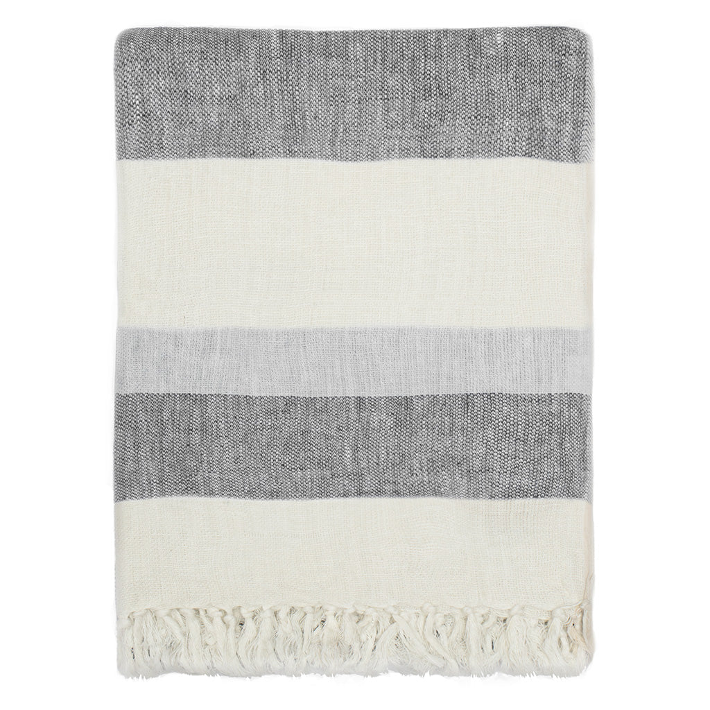 Bedroom inspiration and bedding decor | Grey Multi Stripe Linen Throw Duvet Cover | Crane and Canopy