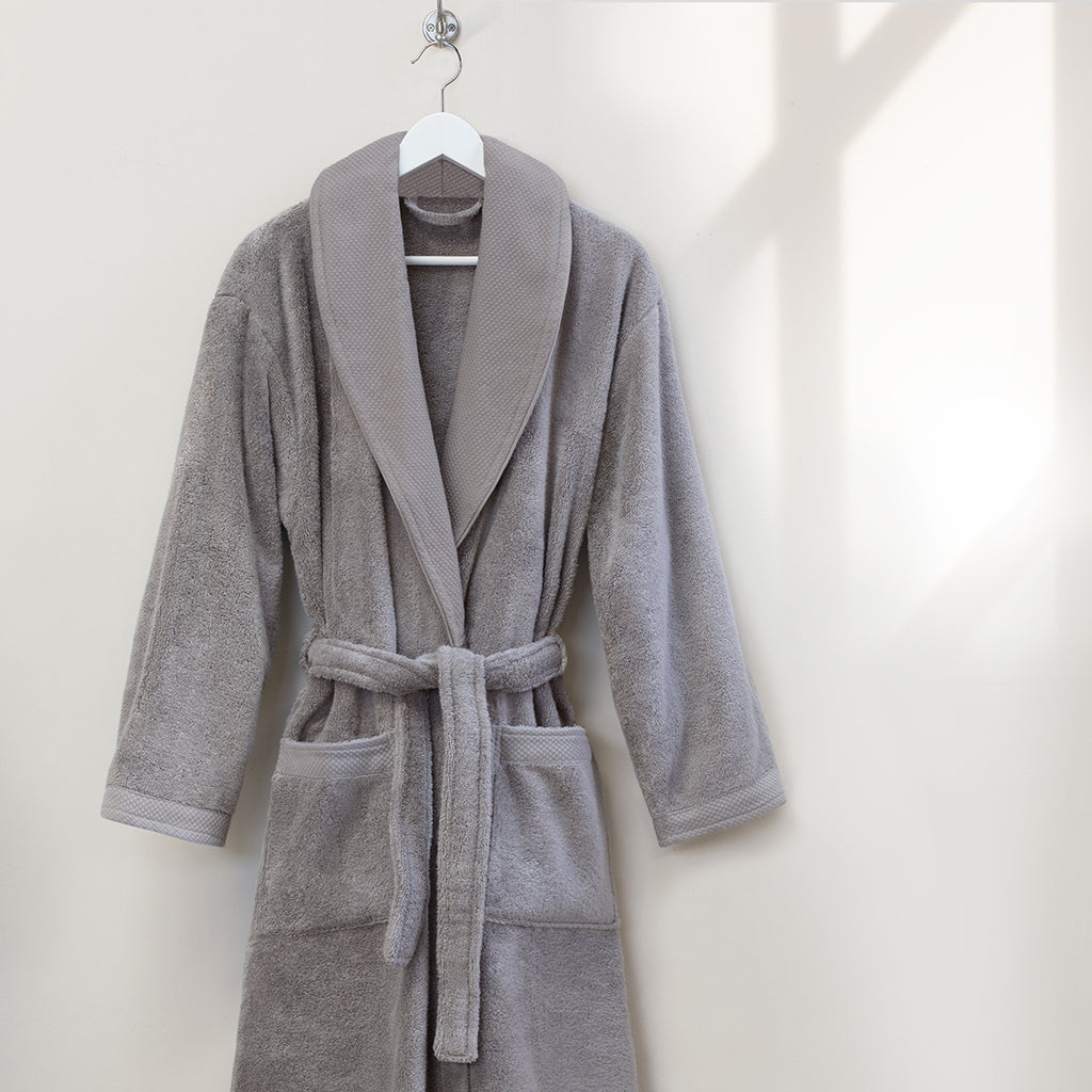 Grey Plush Cotton Bathrobe The Classic Bathrobe Crane Canopy