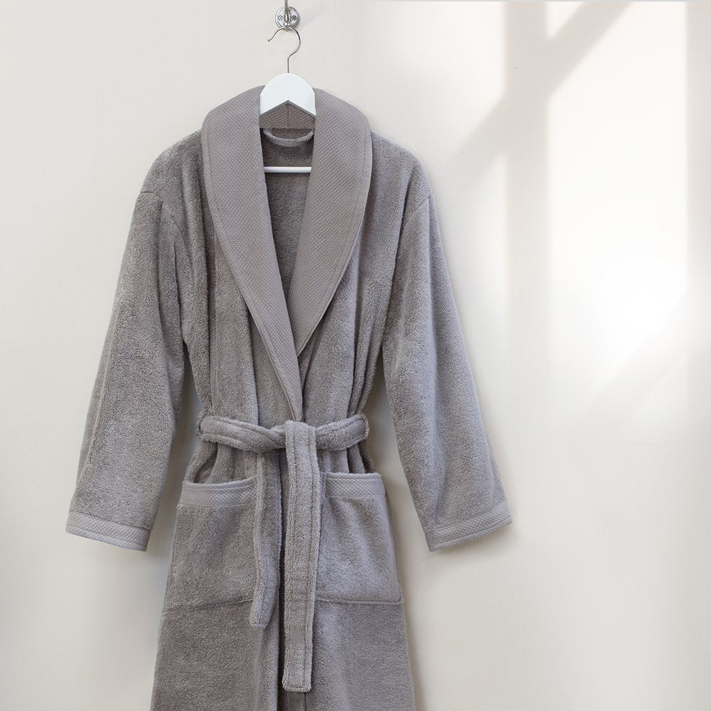 Grey Plush Cotton Bathrobe The Classic Bathrobe Crane Canopy