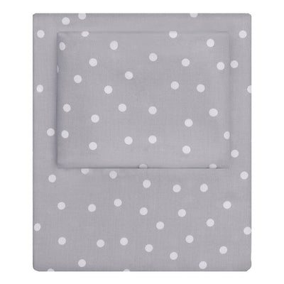 Grey Polka Dots Sheet Set  (Fitted, Flat, & Pillow Cases)