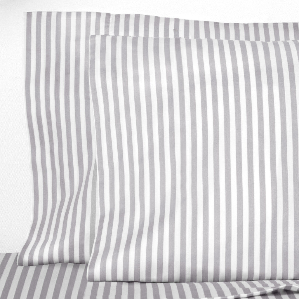 Bedroom inspiration and bedding decor | Grey Striped Pillowcase Pair Duvet Cover | Crane and Canopy