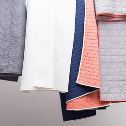 The Diamond Box-Stitch Light Grey Quilt & Sham
