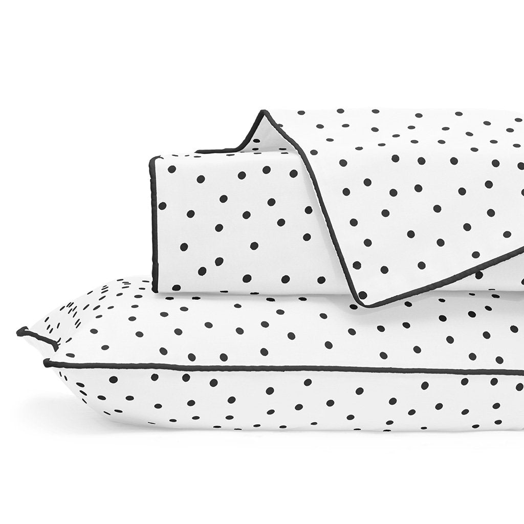Black and White Harper Duvet Cover (White Piping)