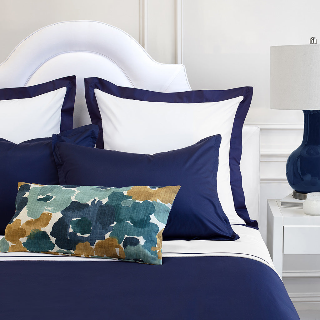 Bedroom inspiration and bedding decor | The Hayes Nova Navy Blue Duvet Cover | Crane and Canopy