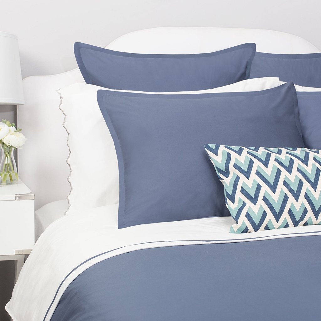 Bedroom inspiration and bedding decor | Slate Blue Hayes Flange Euro Sham Duvet Cover | Crane and Canopy
