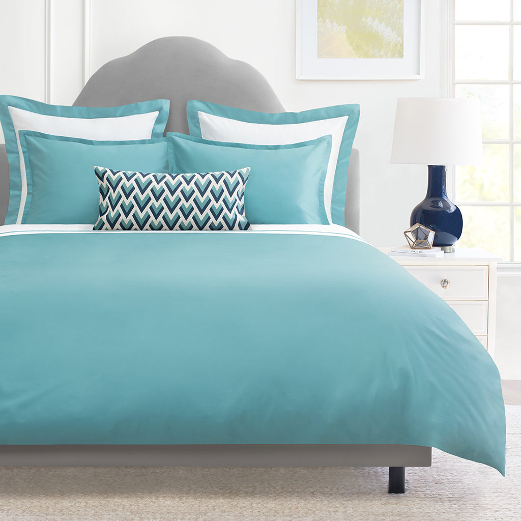 Bedroom inspiration and bedding decor | Turquoise Hayes Flange Sham Pair Duvet Cover | Crane and Canopy