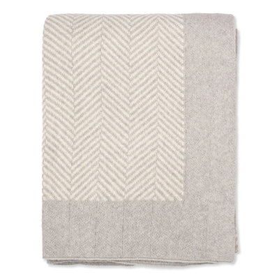 Light Grey Herringbone Bordered Throw