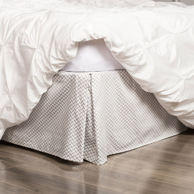 Grey Herringbone Bed Skirt
