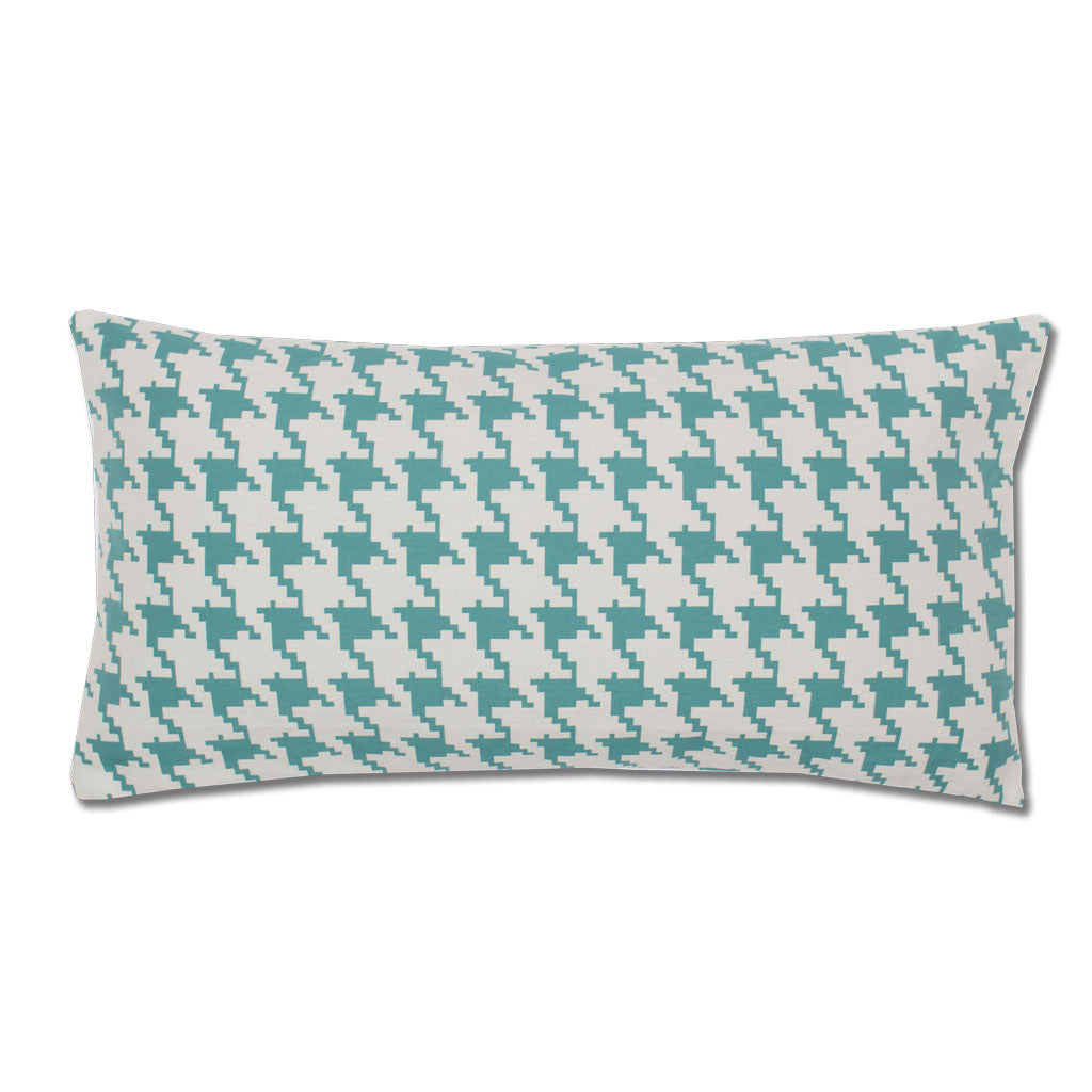Bedroom inspiration and bedding decor | The Teal and White Houndstooth Throw Pillows | Crane and Canopy