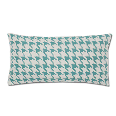 Teal and White Houndstooth Throw Pillow