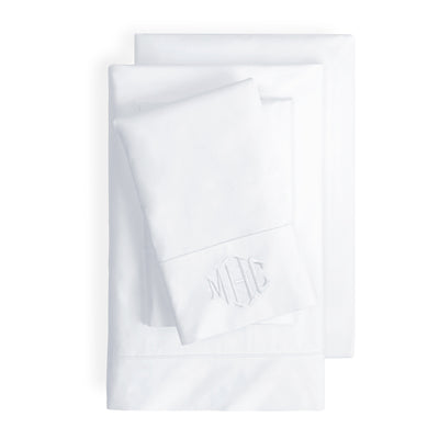 Bright White 400 Thread Count Percale Cotton Sheet Set (Fitted, Flat, & Pillow Cases)