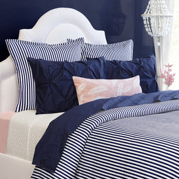 Navy Blue Valencia Pintuck Duvet Cover