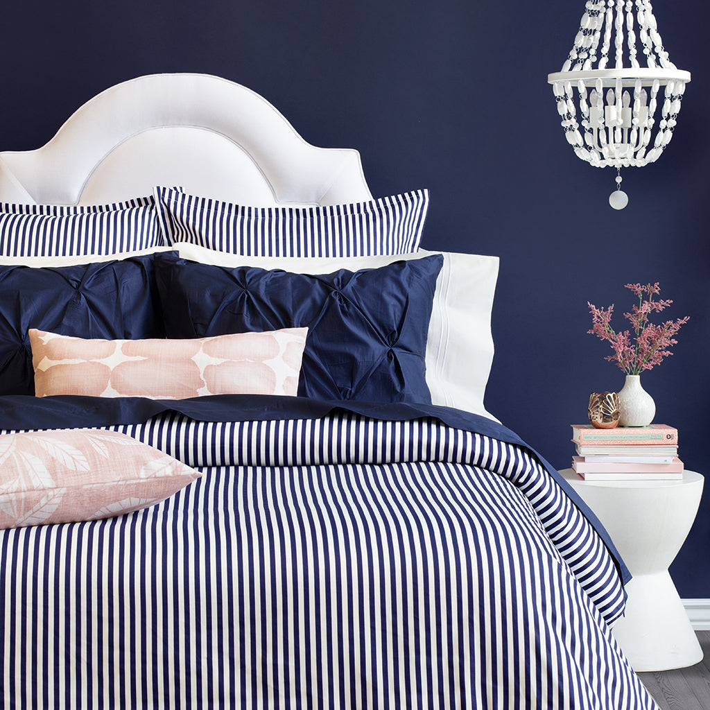 Bedroom inspiration and bedding decor | Navy Blue Larkin Euro Sham Duvet Cover | Crane and Canopy