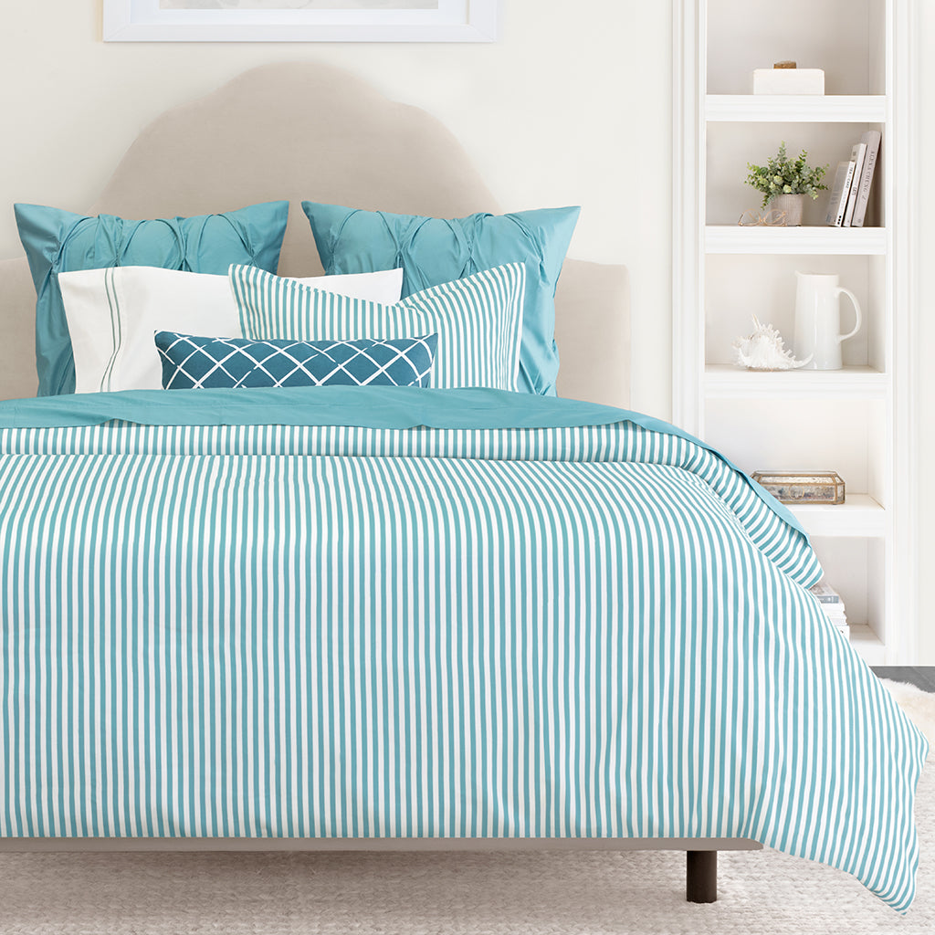 Bedroom inspiration and bedding decor | Turquoise Larkin Euro Sham Duvet Cover | Crane and Canopy