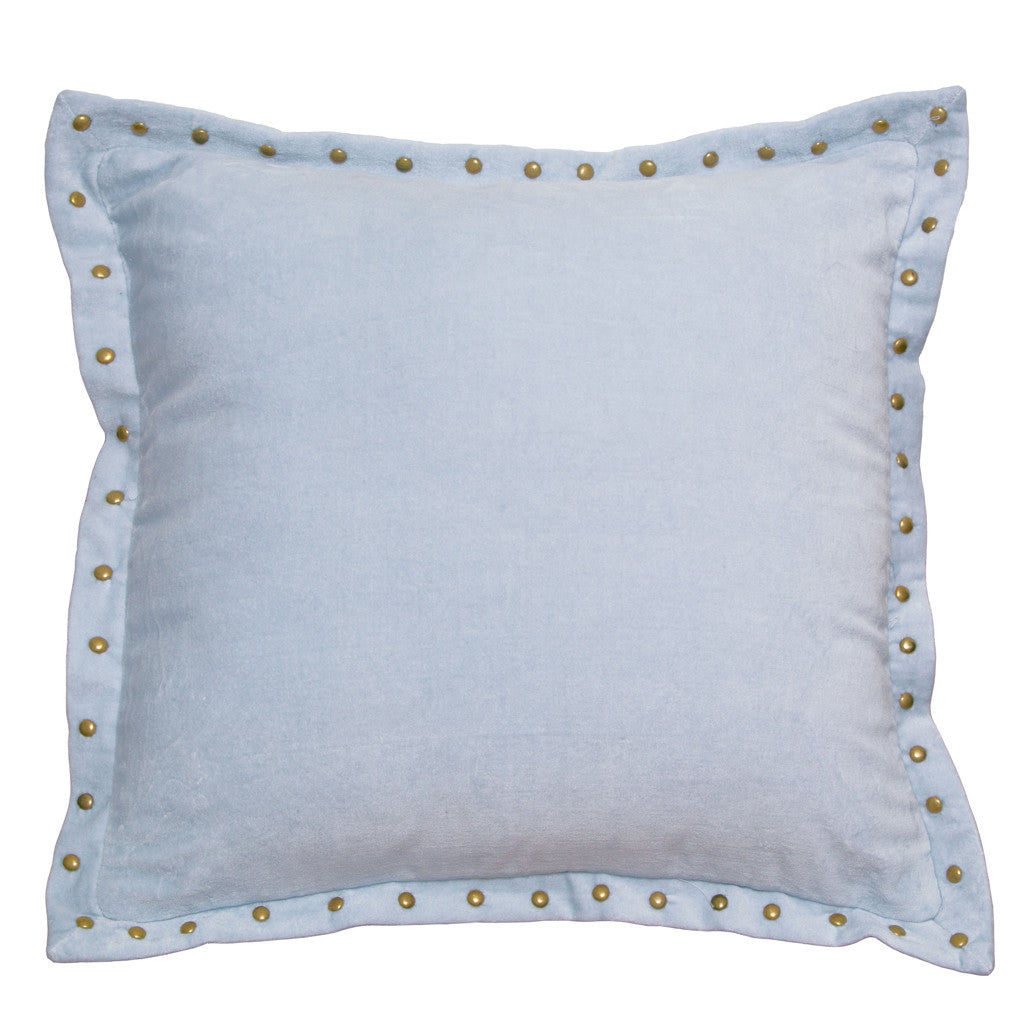 Bedroom inspiration and bedding decor | The Light Blue Studded Velvet Throw Pillows | Crane and Canopy